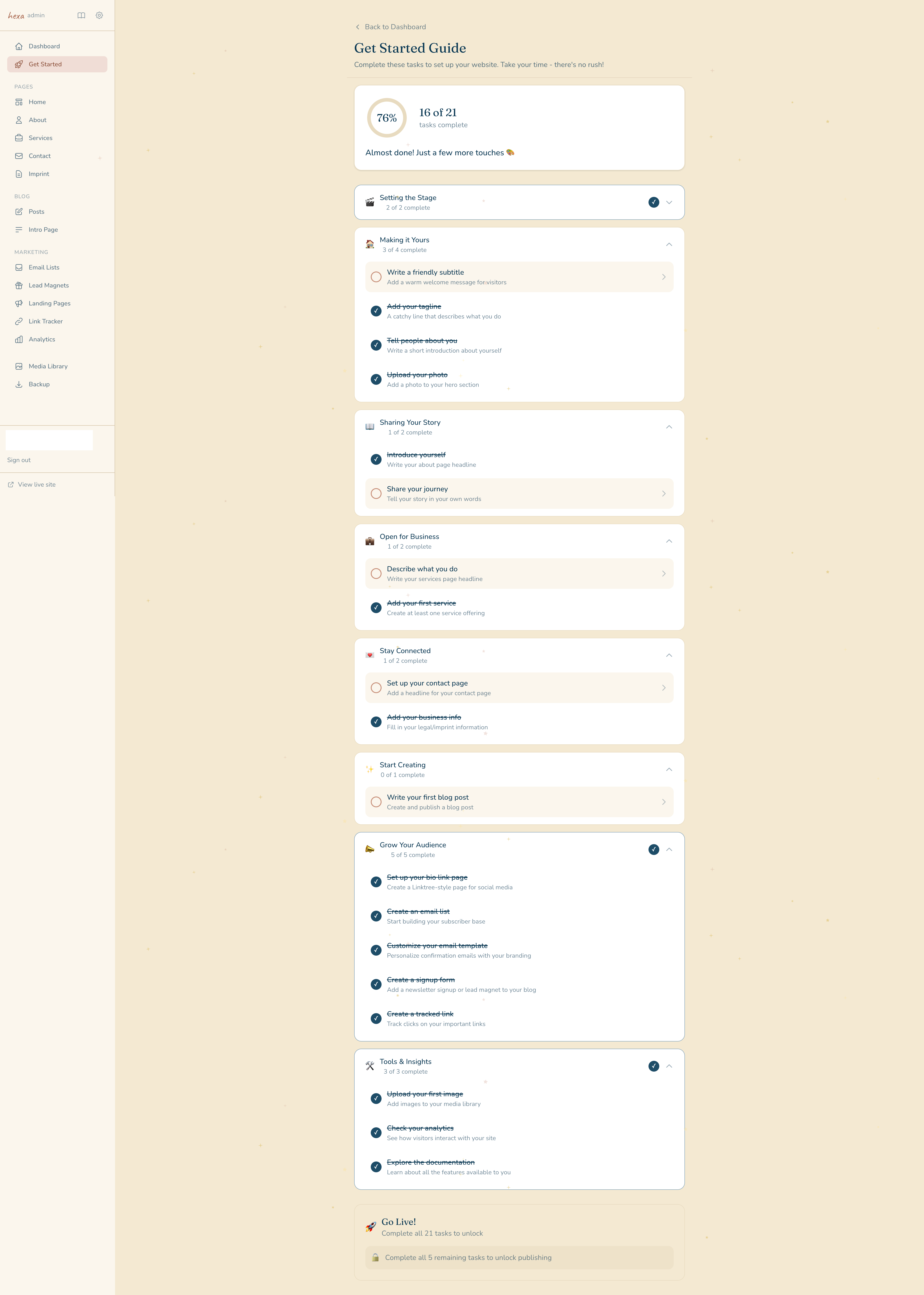 Creator platform onboarding system